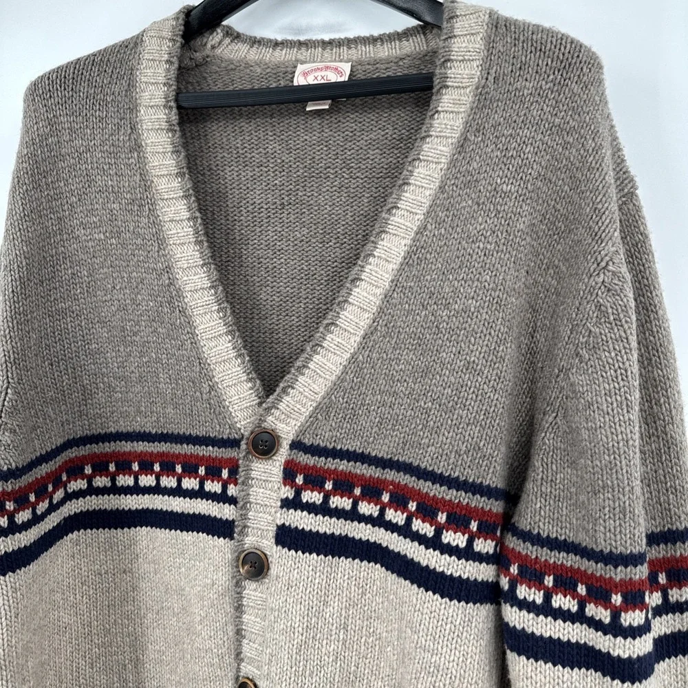 Brooks Brothers Men Sweater Size X Large Letterman‎ Style Cardigan Wool Blend